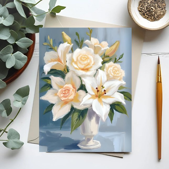 White Wedding Bouquet Floral Watercolor Postcard (Creator Uploaded)