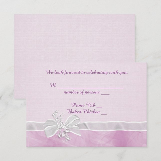 White Wedding Bow RSVP Invitation (Front/Back)