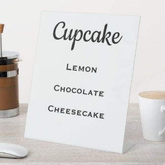 White Wedding Cupcake Menu Pedestal Sign