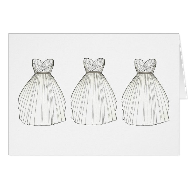 White Wedding Dress Bride Bridal Gown Card (Front Horizontal)