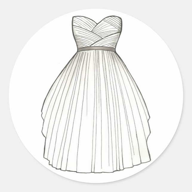 White Wedding Dress Bride Bridal Gown Stickers (Front)