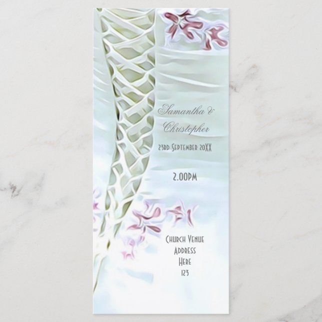 White wedding dress church wedding program programme (Front)