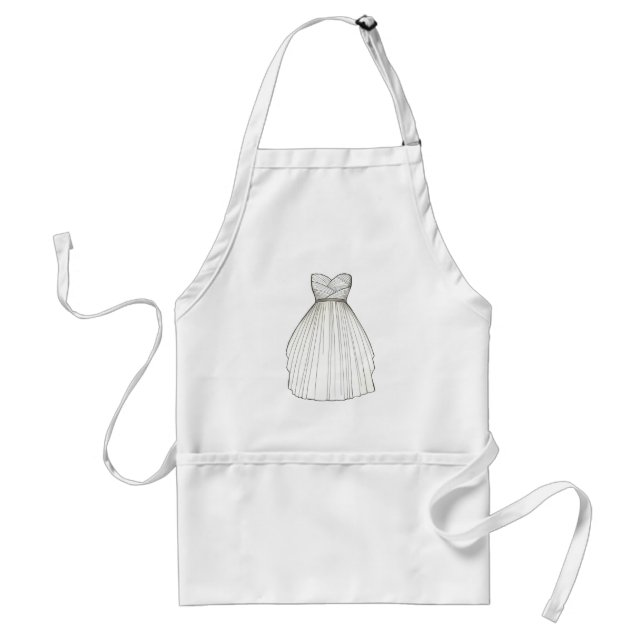 White Wedding Dress Gown Bride Bridal Shower Gift Standard Apron (Front)