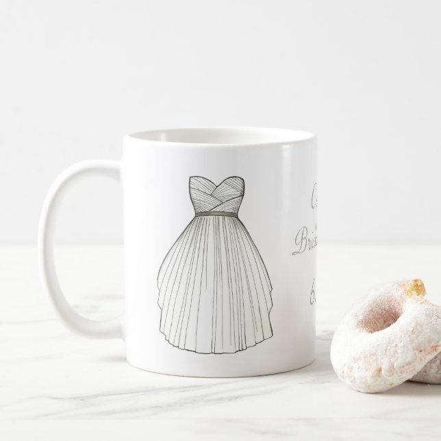 White Wedding Dress Gown Bride Bridal Shower Mug (With Donut)