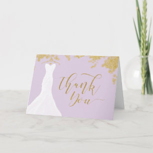 White Wedding Dress Lavender & Gold Thanks You Thank You Card