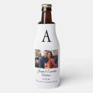 White Wedding Favour Photo Bottle Cooler