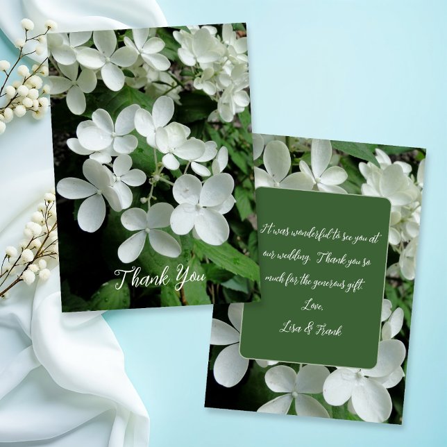 White Wedding Flowers Thank You Message Card (Creator Uploaded)
