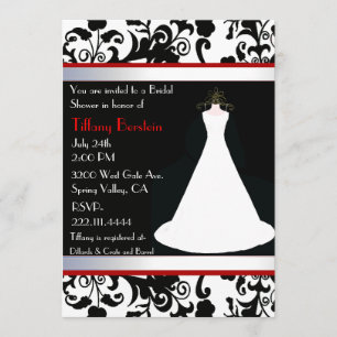 White Wedding Gown Bridal Shower Invitation