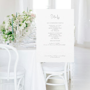 White Wedding Grey Text Details Enclosure  Invitation