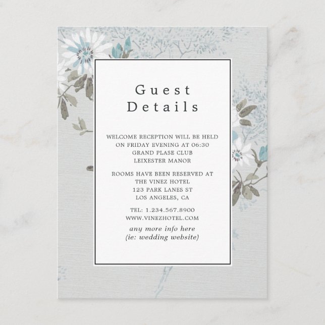 White Wedding Guest Details Enclosure Card (Front)