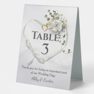 White Wedding Heart Ribbon With Rose