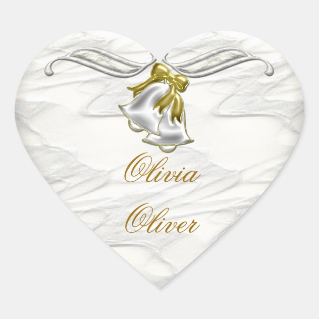 White Wedding Heart Sticker (Front)