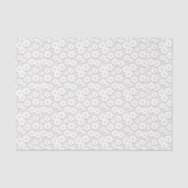 White Wedding Lace Daisy Tissue Paper (Front)