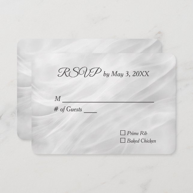 White Wedding Marble Abstract RSVP Card (Front/Back)