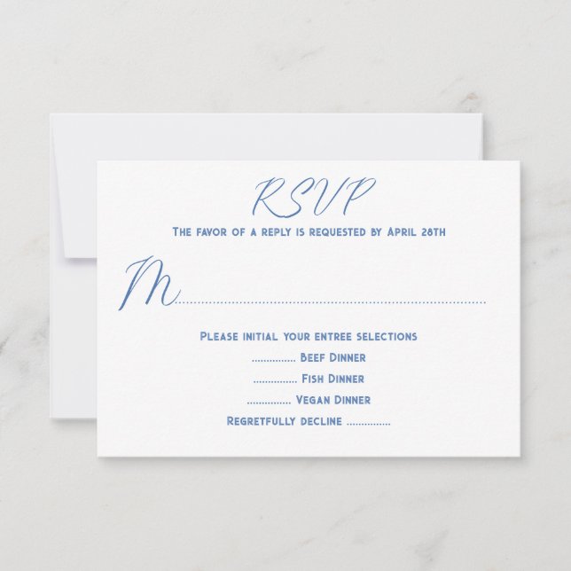 White Wedding Menu Reply Cards (Front)