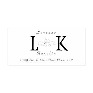 White Wedding Monogram Simple Return Address  Self-inking Stamp