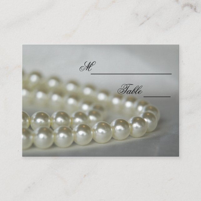 White Wedding Pearls Place Cards (Front)