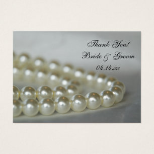 White Wedding Pearls Thank You Favour Tags