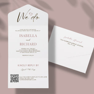 White Wedding QR Code All In One Invitation
