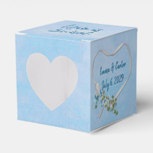 White Wedding Ribbon Heart Favour Box