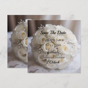 White Wedding Rose Topiary Ball,  Card