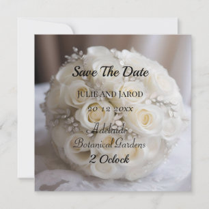 White Wedding Rose Topiary Ball,  Invitation