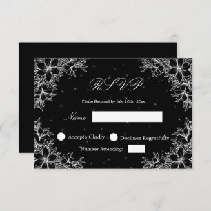 White Wedding RSVP with Ornate Floral graphics