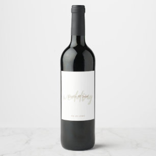 White Wedding Script Personalised Wine Label