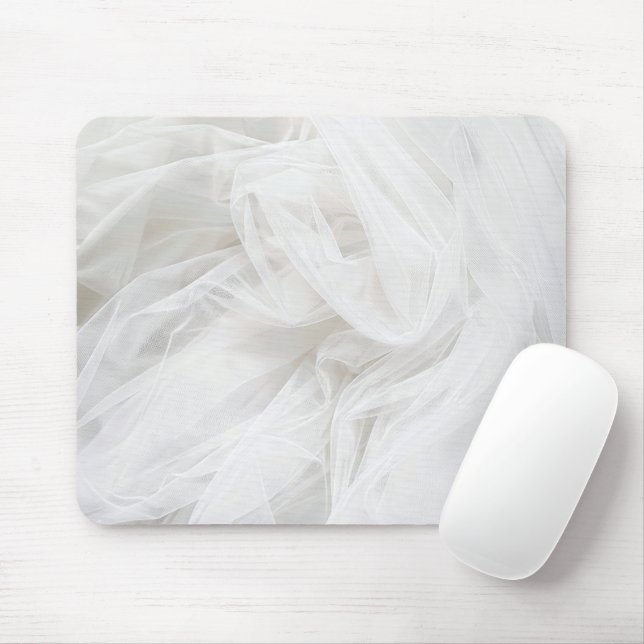 White Wedding Tulle Textile Background Mouse Mat (With Mouse)