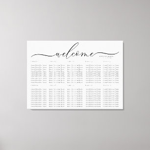White Wedding Welcome Seating Table Numbers Canvas Print
