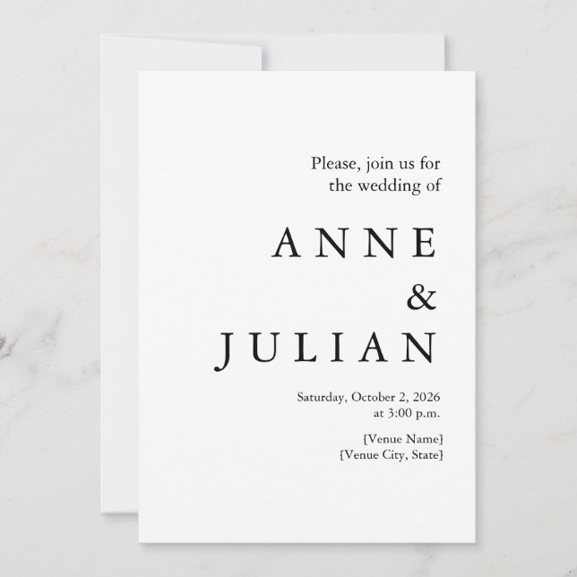 White Wedding with a photo & QR Code Invitation (Front)
