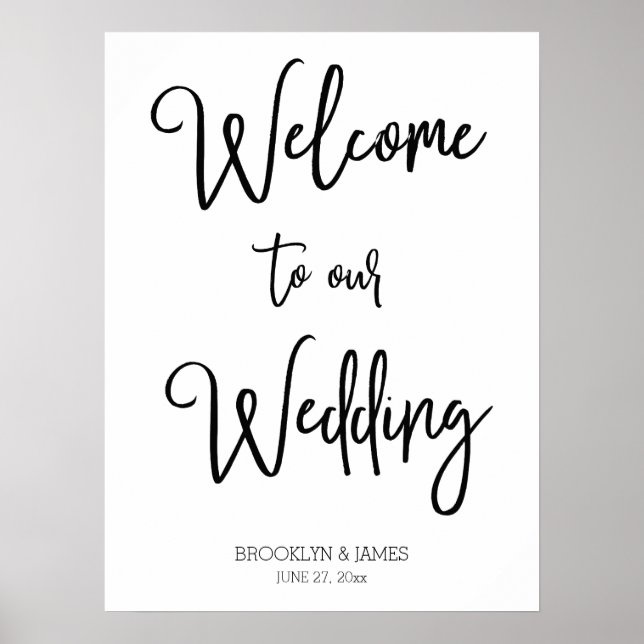 White Welcome To Our Wedding Reception Sign Poster (Front)