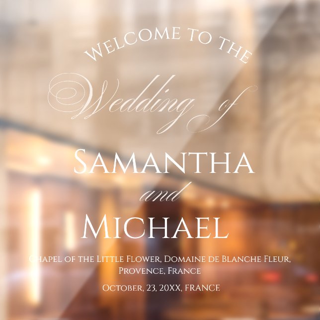 White Welcome Wedding Elegant  Address  Window Cling (Sheet 2)