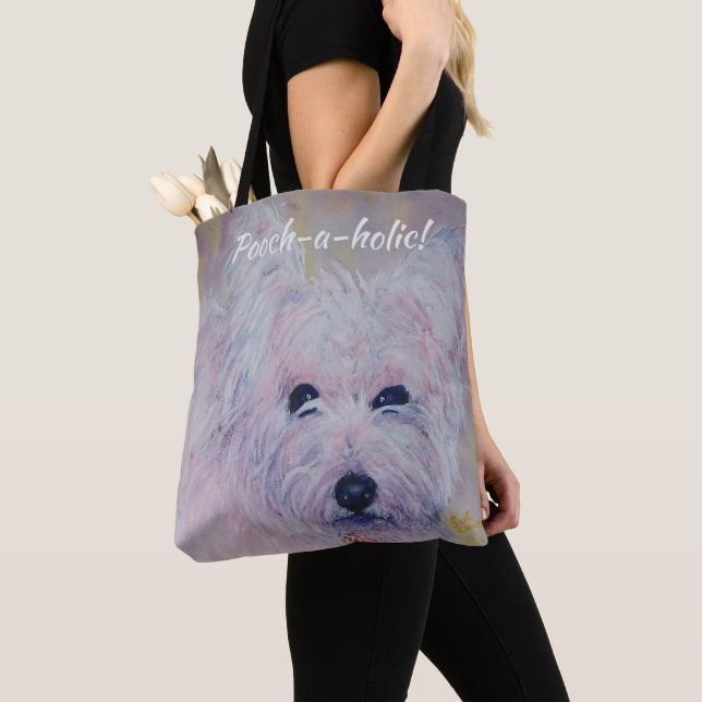 WHITE WEST HIGHLAND TERRIER TOTE BAG (Close Up)