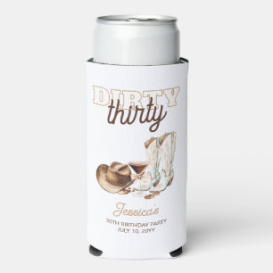 White Western Dirty Thirty 30th Birthday Party Seltzer Can Cooler