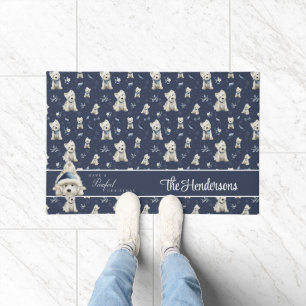 White Westie Christmas Doormat