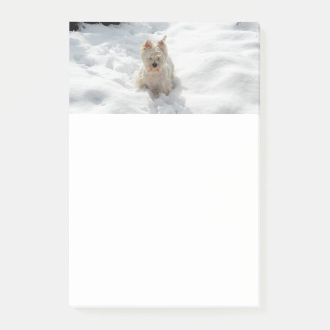 White Westie Dog in Snow Notes (Front)