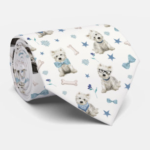 White Westie with Accessories Whimsical Tie
