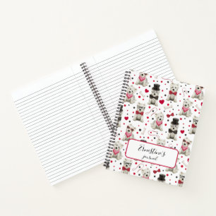 White Westies with Accessories Whimsical Notebook
