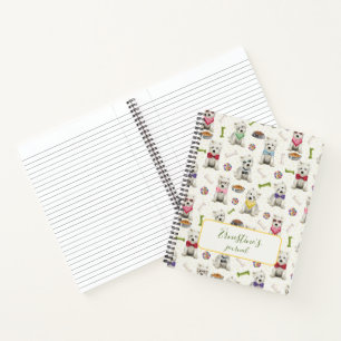 White Westies with Accessories Whimsical Notebook