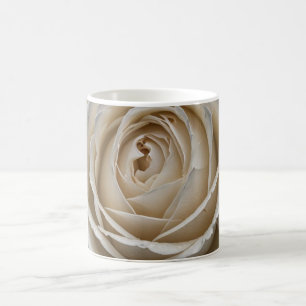 White wet rose close up design coffee mug