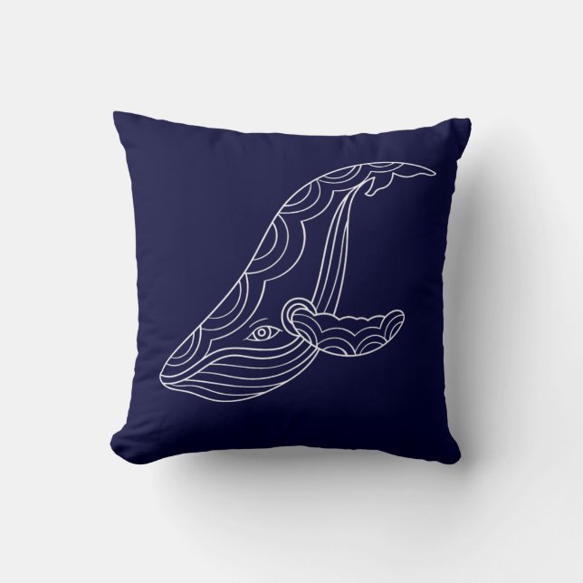 White Whale on BLUE PILLOW (Front)