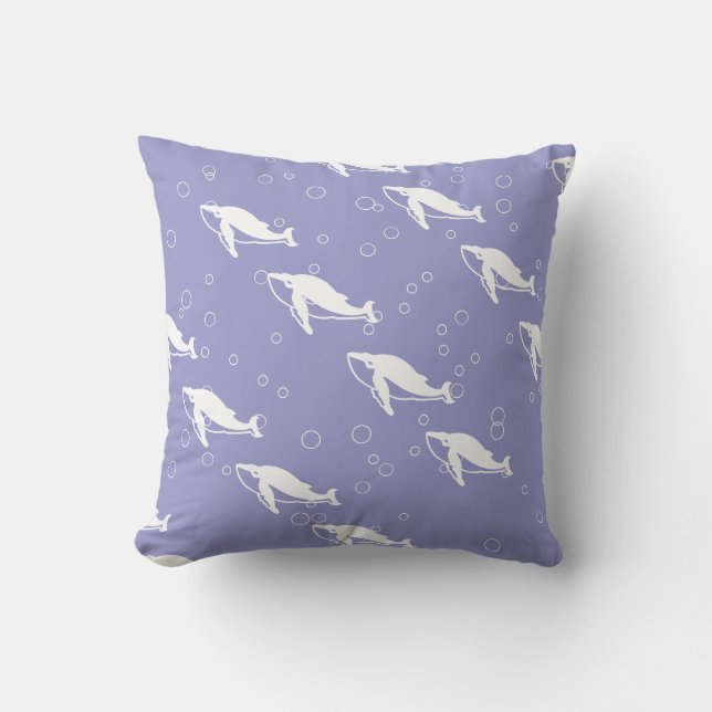 white whale  on  blue purple pillow (Front)
