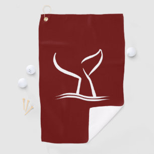 White Whale Tail Dark Red Golf Towel