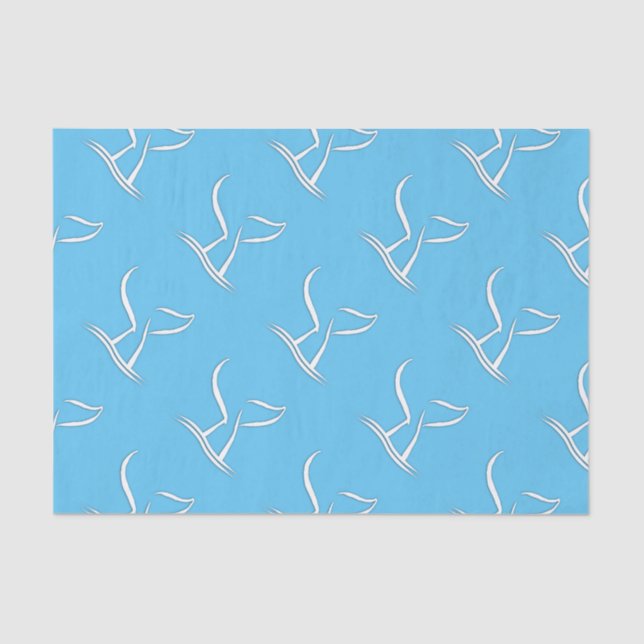 White Whale Tail on Blue Tissue Paper (Front)