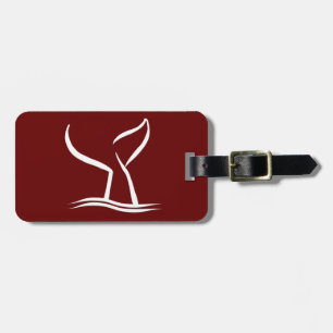 White Whale Tail on Dark Red Luggage Tag