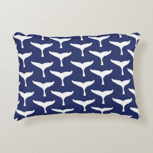 White Whale Tail Sea Animal Blue Ocean Marine Decorative Cushion