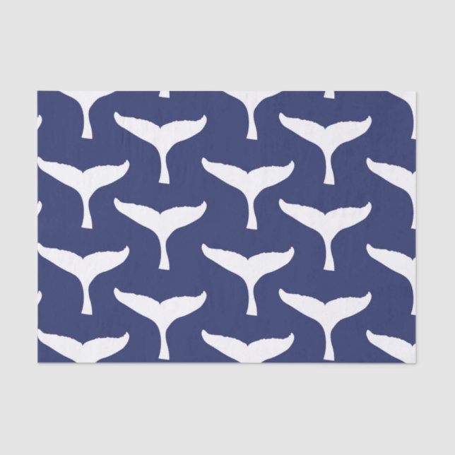 White Whale Tail Sea Animal Blue Ocean Marine Tissue Paper (Front)