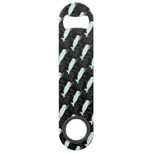 white whales on black bottle opener
