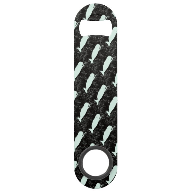 white whales on black bottle opener (Front)